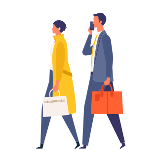 Light UPのイメージイラスト。今から会社に向かう男女のイラスト。