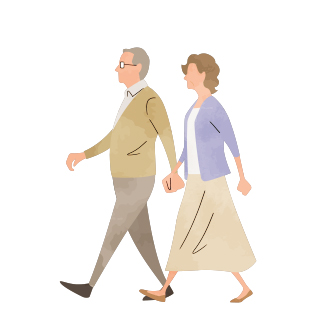 Light UPのイメージイラスト。休日にお出かけを楽しむ熟年夫婦。